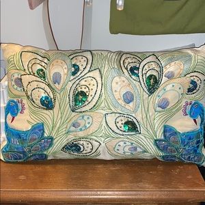 Peacock throw pillow